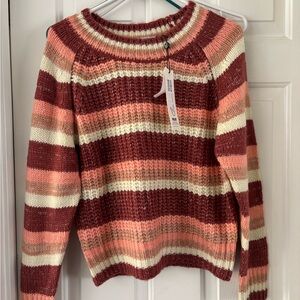 MINKPINK Striped Sweater - Pink, Cream, and Brown